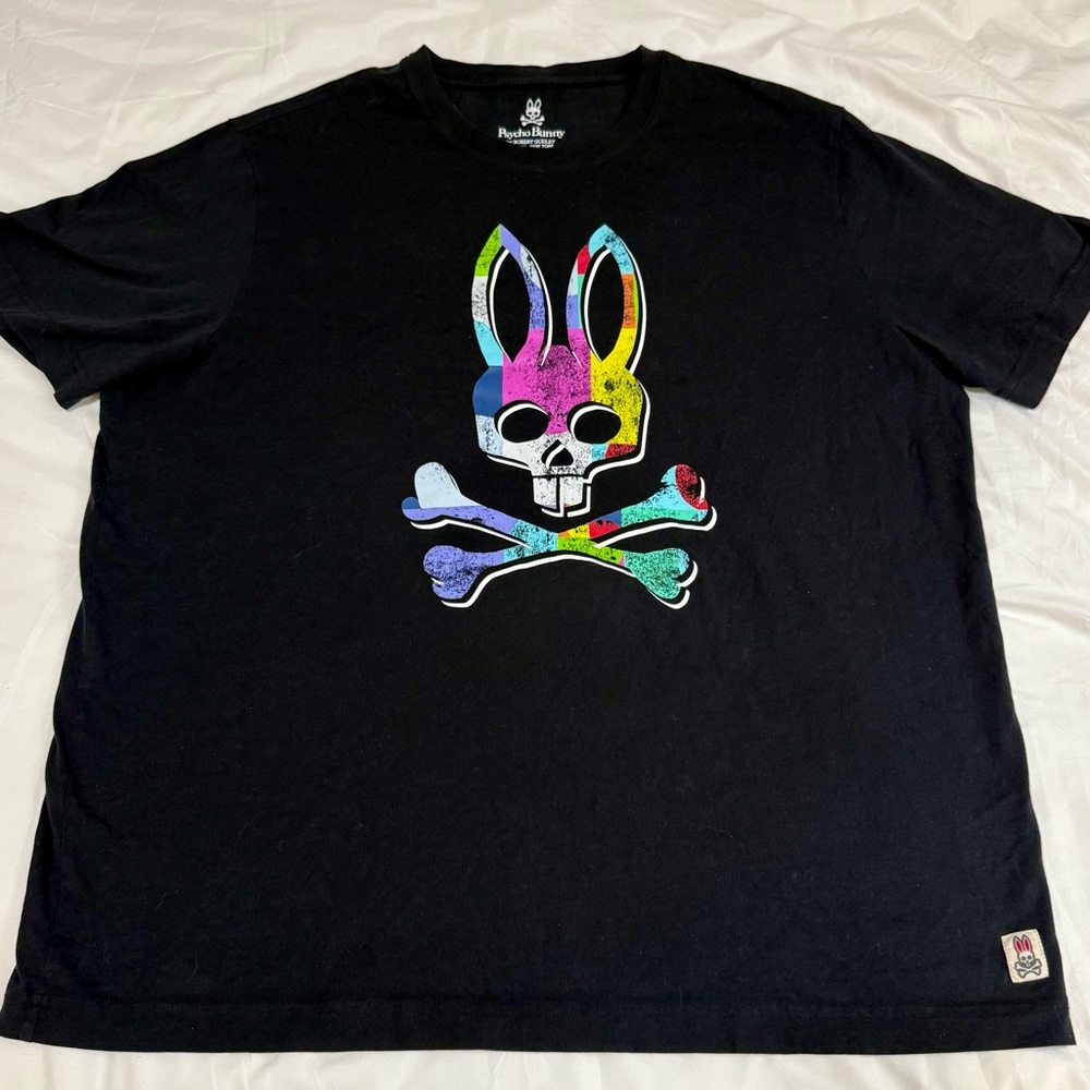 Psycho Bunny Black Tee with Skull Logo